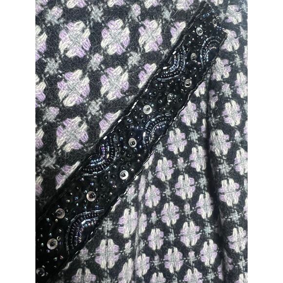 Nine West Women's Wool Blend Lined Coat Sequined Beaded Collar Lapel Size M - Picture 6 of 11